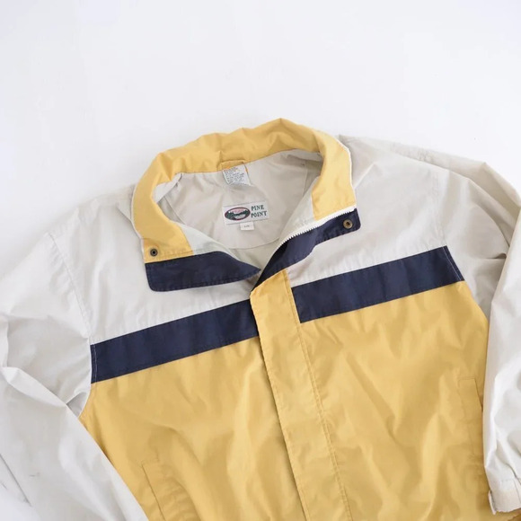 Pine Point Vintage Y2K Tan and Yellow Windbreaker Jacket ~Tan ~Large - Picture 10 of 16